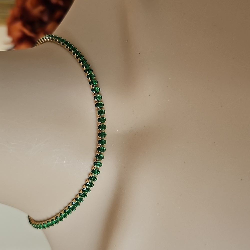 Green CZ 14.5" Tennis Necklace
